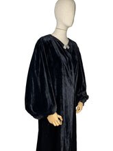 Load image into Gallery viewer, Original 1930’s Black Velvet Opera Coat by Peter Jones J Lewis with Incredible Pleated Shoulders and Balloon Sleeves - Bust 38 40 *
