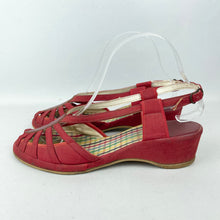 Load image into Gallery viewer, Original 1950's Red Canvas Gayday Sandals with Pastel Tartan Lining - UK 5