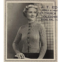 Load image into Gallery viewer, Reproduction 1930's Cable Knit Cardigan with Long Sleeves in Old Pink - Bust 35