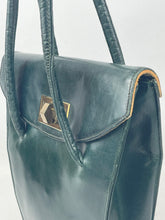 Load image into Gallery viewer, Original 1930’s Dark Green Leather Bag with Gold Tone Fixing and Double Handle