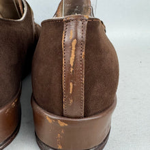 Load image into Gallery viewer, Original 1940's Deadstock CC41 Brown Suede and Leather Wedge Shoes - UK 4