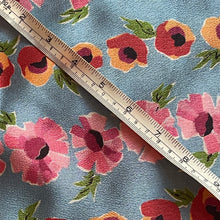 Load image into Gallery viewer, Original 1930’s 1940’s Blue, Orange, Red, Pink and Green Silk Crepe Dressmaking Fabric - Selling By The Metre