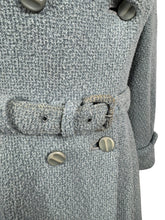 Load image into Gallery viewer, Original 1940's 1950's Evandore Double Breasted Belted Princess Coat in Grey Fleck Boucle Wool - Bust 36