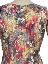 Load image into Gallery viewer, Original 1950's Nylon Dress with Full Circle Skirt in Grey, Red, Yellow and White - Bust 38 40 *
