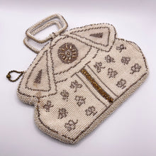 Load image into Gallery viewer, Original Czechoslovakian 1930's Ivory and Bronze Beaded Evening Bag - Charming Little Bag *