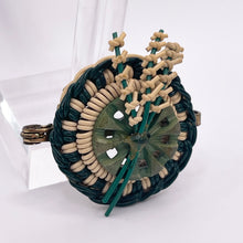 Load image into Gallery viewer, Original 1940's Dark Green and White Wartime Make Do and Mend Wire Brooch with Flower Spray and Button Trim *