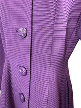 Load image into Gallery viewer, Original 1950’s Deep Purple Ribbed Wool Princess Coat with Shawl Collar - Bust 36