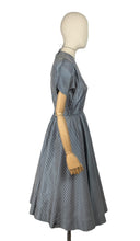 Load image into Gallery viewer, Original 1950's Black, Blue and White Taffeta Dress in Fine Check with Red Petticoat - Bust 36 37 *
