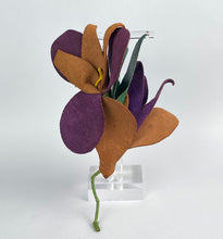 Load image into Gallery viewer, Original 1940's Make Do and Mend Wartime Leather Brooch in Rust, Green and Purple