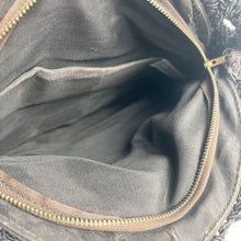 Load image into Gallery viewer, Original 1940's Dark Brown Circular Crochet Bag with Carved Lucite Detail
