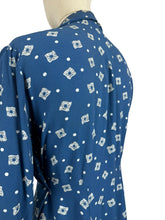 Load image into Gallery viewer, Original 1940's Volup American Made Blue and White Crepe Day Dress - Bust 40 42