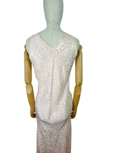 Load image into Gallery viewer, Original 1930's Bias Cut Jacquard Silk Nightdress with Lace Trim - Bust 34 36 *