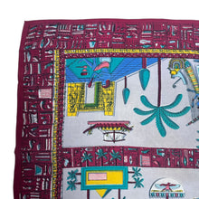 Load image into Gallery viewer, Original 1930’s Egyptian Revival Vibrant Crepe Scarf by Gaywear in Pink, Blue, Yellow and White