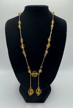 Load image into Gallery viewer, Antique Edwardian Amber Coloured Glass Necklace with Double Droplet