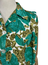 Load image into Gallery viewer, Original 1950's Turquoise, Brown and Ivory Abstract Print Sleeveless Top - Bust 40 42 *