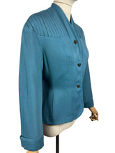 Load image into Gallery viewer, Original Late 1940's Teal Wool Single Breasted Jacket by Aubrey Segal - Bust 36