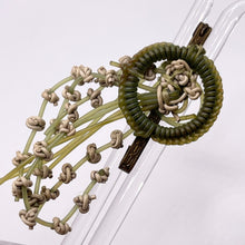 Load image into Gallery viewer, Original 1940's Green and Cream Wartime Make Do and Mend Wire Brooch with Flower Spray Middle *