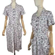 Load image into Gallery viewer, RESERVED DO NOT BUY Original 1940's CC41 Heavy Linen Novelty Print Belted Day Dress - Bust 34 35