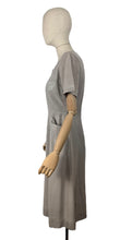 Load image into Gallery viewer, Original 1950's Dove Grey Grosgrain Wiggle Dress with Grape Vine Decoration in Silk and Trapunto Quilting - Bust 38 *