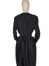 Load image into Gallery viewer, Original 1930's 1940's Black Crepe Long Sleeved Evening Dress with Back Belt - Bust 40 42