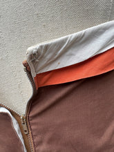 Load image into Gallery viewer, Original 1950's Brown, White and Orange Cotton Wiggle Dress - Bust 34"
