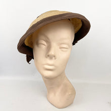 Load image into Gallery viewer, Original 1940’s Natural Straw Hat with Open Crown and Grosgrain Trim and Bow
