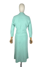 Load image into Gallery viewer, Original 1950's Mint Green Beaded Skirt and Cardigan Knit Set by Orlon - Bust 36