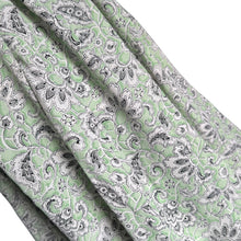 Load image into Gallery viewer, Original 1930's or 1940's Mint Green Crepe Dressmaking Fabric with White and Black Paisley Print - 35" x 120"