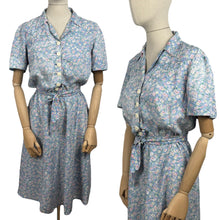 Load image into Gallery viewer, AS IS Original 1940's Floppy Cotton Summer Dress in Blue with Teeny Floral Print - Bust 38