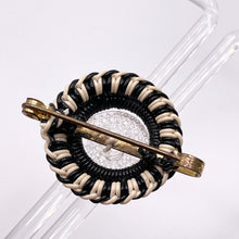 Load image into Gallery viewer, Original 1940's Black and White Wartime Make Do and Mend Wirework Brooch with Glass Button Middle *
