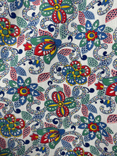 Load image into Gallery viewer, Original 1930's Crisp White Cotton Smock with Vibrant Floral Print in Blue, Green, Red and Yellow - Bust 34 36 38