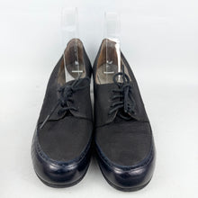 Load image into Gallery viewer, Original Deadstock 1940’s CC41 Navy Leather and Grosgrain Lace-up Shoes - UK 5 or 5.5
