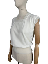 Load image into Gallery viewer, Original 1950's Portartha White Nylon Top with Rib Sleeve and Neck Detail - Bust 36 38 *