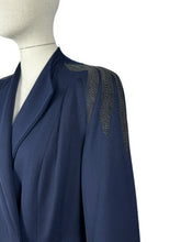 Load image into Gallery viewer, Original 1940's Navy Blue Medium Weight Wool Coat with Soutache Detail - Bust 38 40
