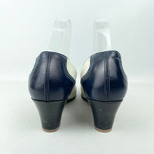 Load image into Gallery viewer, Original 1940's CC41 Cream Suede and Blue Leather Spectator Court Shoes - UK 5.5 6