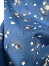 Load image into Gallery viewer, Original 1950's Blue Silk Wiggle Dress with Floral Print in White and Black - Bust 36 *