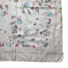Load image into Gallery viewer, Original 1950's Fine Silk French Tourist Scarf from Paris - Beautifully Intricate Scenes - Great Headscarf