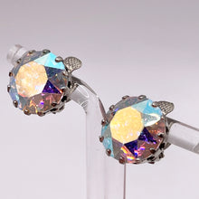 Load image into Gallery viewer, Vintage Faceted Glass Aurora Borealis Clip-on Earrings