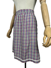 Load image into Gallery viewer, Original 1950's Red, Green, White and Blue Cotton Apron with Ric Rac Trim and Patch Pocket - Waist 28 *