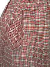 Load image into Gallery viewer, Original 1950's Red and White Check Apron with Patch Pocket and Frilly Trim - Waist 28 *