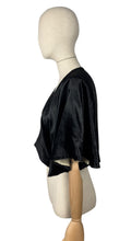 Load image into Gallery viewer, Original 1930's Inky Black Cotton Velvet Bolero with Huge Sleeves - Bust 34 36 38 *