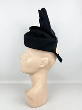 Load image into Gallery viewer, Original 1930's 1940's High Style Black Felt Topper Hat by New York Creations