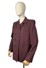 Load image into Gallery viewer, Original 1940's Red and Green Fine Check Double Breasted O'Rossen of California Wool Jacket - Bust 38 40