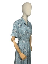 Load image into Gallery viewer, Original 1940's 1950's Floppy Cotton Day Dress in Grey Blue with Pretty Floral Print - As Is - Bust 38