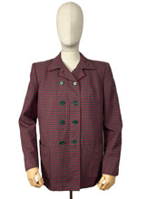 Load image into Gallery viewer, Original 1940's Red and Green Fine Check Double Breasted O'Rossen of California Wool Jacket - Bust 38 40