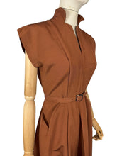 Load image into Gallery viewer, Original 1950's Rust Grosgrain Belted Day Dress - Bust 34