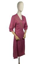 Load image into Gallery viewer, Original 1940's Dusky Pink Crepe Dress with Ruffles, Soutache and Beading - Bust 34 35 *