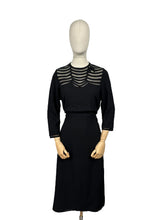 Load image into Gallery viewer, Original 1940's Inky Black Crepe Evening Dress with Net Yoke and Bow Trim - Bust 36 38 *
