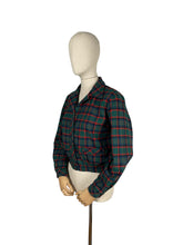 Load image into Gallery viewer, Original 1950's Bobbie Brooks Green, Red, Blue and Black Plaid Cropped Jacket with Pockets - Bust 36 38