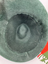 Load image into Gallery viewer, Original 1930's Dark Green Fur Felt Hat with Rust, Green and Ivory Grosgrain Trim - With Matching Scarf